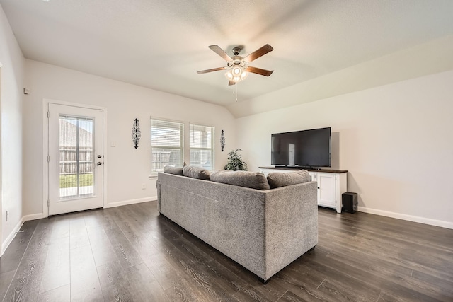706 Spur Rdg, Princeton, TX 75407 - living room with ceiling fan, dark wood-style floors, and baseboards