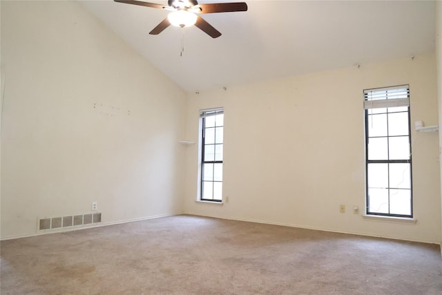 2305 Meadowlark Ln, Bedford, TX 76021 - unfurnished room featuring healthy amount of natural light, ceiling fan, vaulted ceiling, and carpet floors