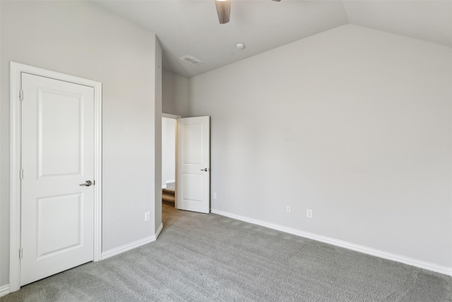 9521 Excursion Dr, Oak Point, TX 75068 - unfurnished bedroom featuring carpet floors, lofted ceiling, baseboards, and ceiling fan