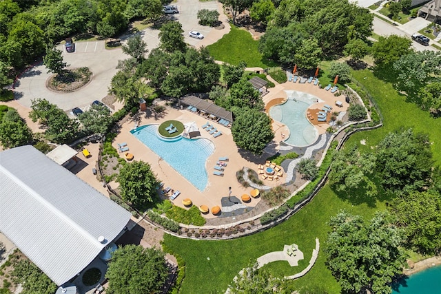 9521 Excursion Dr, Oak Point, TX 75068 - aerial view of property and surrounding area with a pool area