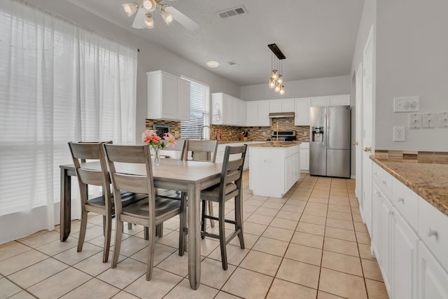6813 Andress Dr, Fort Worth, TX 76132 - dining area featuring light tile patterned floors and a ceiling fan