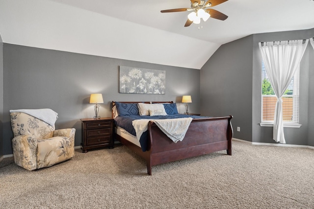 5136 Raisintree Dr, Fort Worth, TX 76244 - bedroom with vaulted ceiling, carpet floors, baseboards, and ceiling fan