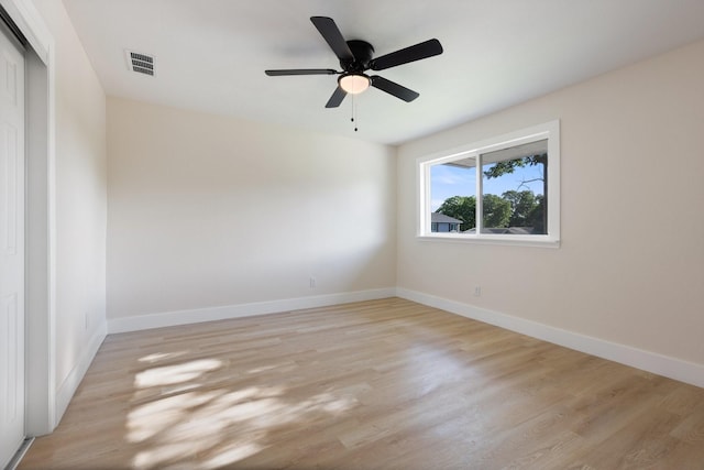 1006 Irene Dr, Mesquite, TX 75149 - spare room featuring light wood-type flooring, baseboards, and ceiling fan