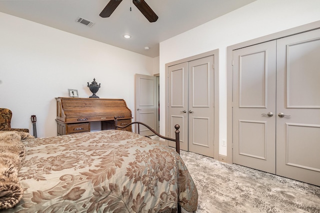 2605 Cherry Sage Dr, Flower Mound, TX 75022 - bedroom featuring multiple closets and ceiling fan
