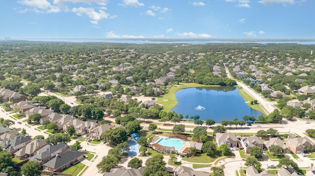 2605 Cherry Sage Dr, Flower Mound, TX 75022 - aerial view of property and surrounding area with a nearby body of water, nearby suburban area, and a pool area