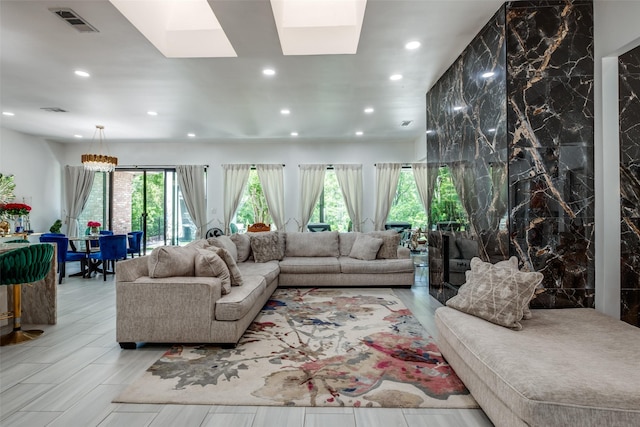 6211 Baymar Ln, Dallas, TX 75252 - living room featuring recessed lighting, healthy amount of natural light, and a skylight