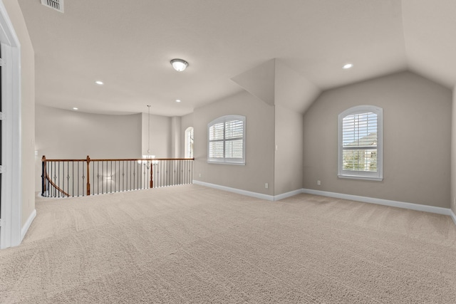 7048 Fullerton Cir, Frisco, TX 75035 - carpeted empty room with baseboards, recessed lighting, and vaulted ceiling