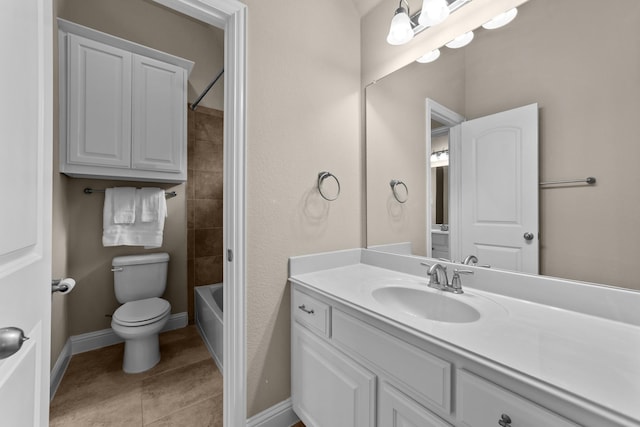 7048 Fullerton Cir, Frisco, TX 75035 - full bathroom with vanity, toilet, tile patterned flooring, and  shower combination