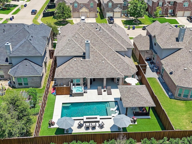 1505 Taylor Ln, Mckinney, TX 75071 - aerial perspective of suburban area with a pool area