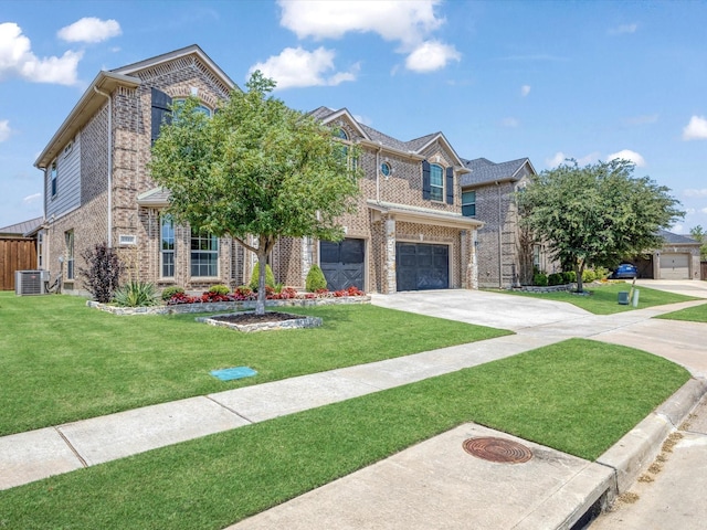 1505 Taylor Ln, Mckinney, TX 75071 - traditional home with brick siding, concrete driveway, a front lawn, and a garage