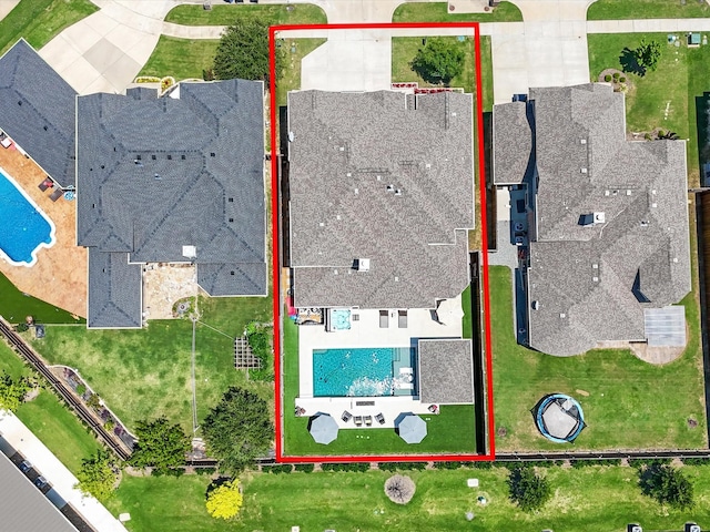 1505 Taylor Ln, Mckinney, TX 75071 - aerial view of property's location featuring a pool area and property boundaries highlighted