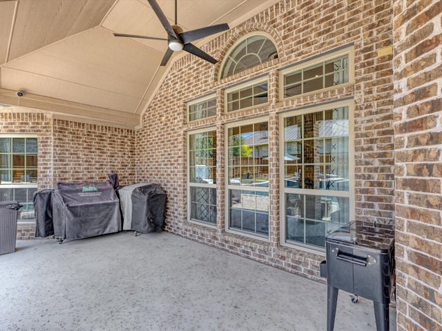 1505 Taylor Ln, Mckinney, TX 75071 - view of patio featuring a grill and a ceiling fan