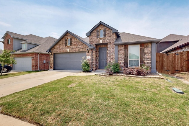 3817 Myrtle Way, Kaufman, TX 75142 - traditional-style home with brick siding, a garage, concrete driveway, and roof with shingles