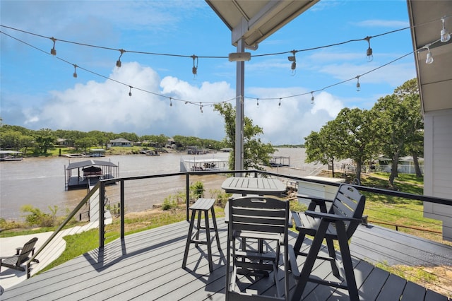 563 Country Club Rd, Bowie, TX 76230 - wooden deck featuring a water view