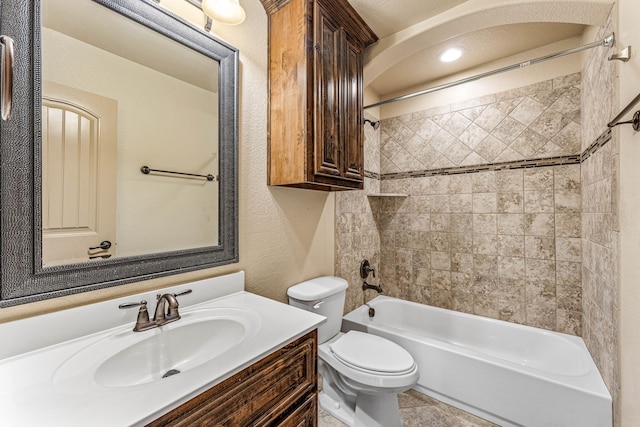 10601 San Simeon Ln, Fort Worth, TX 76179 - bathroom with toilet, vanity, and washtub / shower combination