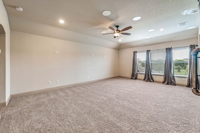 10601 San Simeon Ln, Fort Worth, TX 76179 - unfurnished room featuring ceiling fan, carpet, baseboards, a smoke detector, and a textured ceiling