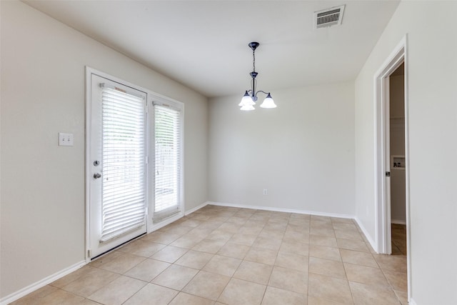 2101 Laughlin Rd, Fort Worth, TX 76177 - unfurnished room with a chandelier, light tile patterned floors, and baseboards