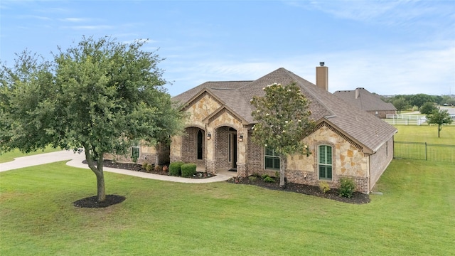 1009 Maida Vale, Haslet, TX 76052 - french country inspired facade featuring stone siding, a chimney, brick siding, and a shingled roof