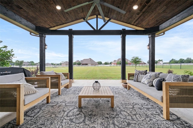 1009 Maida Vale, Haslet, TX 76052 - view of patio with outdoor lounge area, a ceiling fan, and a gazebo