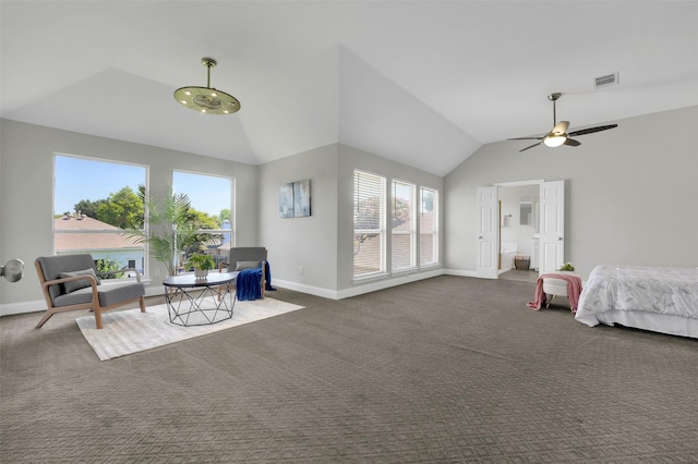 3925 Wisteria Ln, Haltom City, TX 76137 - bedroom featuring lofted ceiling, carpet floors, and ensuite bathroom