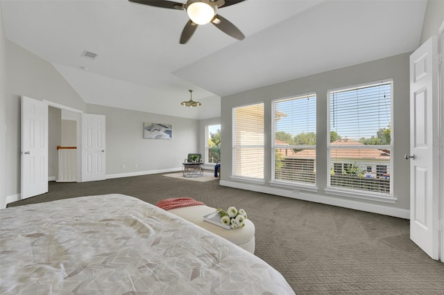 3925 Wisteria Ln, Haltom City, TX 76137 - carpeted bedroom featuring vaulted ceiling and ceiling fan