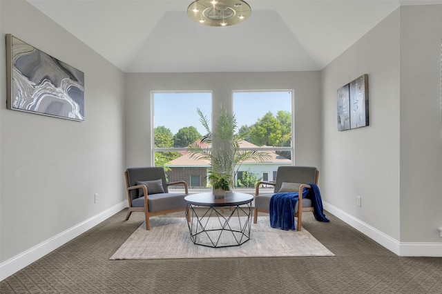3925 Wisteria Ln, Haltom City, TX 76137 - sitting room featuring vaulted ceiling and carpet flooring