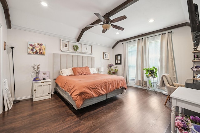 104 S Cedar St, Leonard, TX 75452 - bedroom with dark wood-style floors, recessed lighting, and ceiling fan