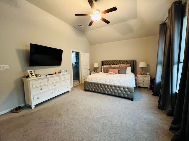120 Black Alder Dr, Fort Worth, TX 76131 - carpeted bedroom with vaulted ceiling and a ceiling fan