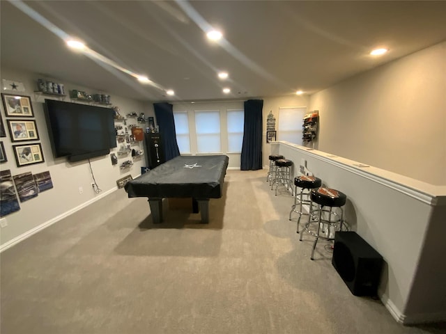 120 Black Alder Dr, Fort Worth, TX 76131 - game room featuring billiards, carpet flooring, recessed lighting, and baseboards
