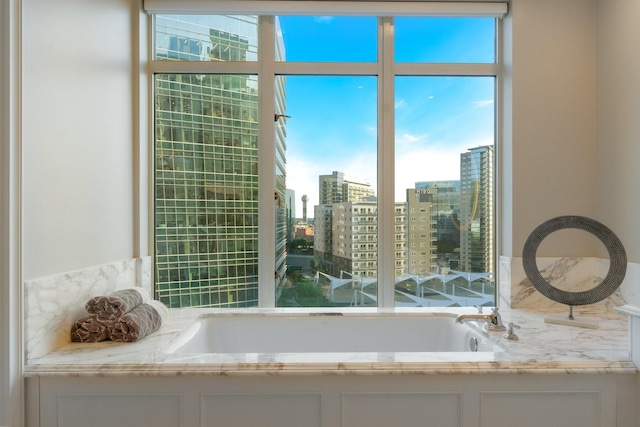 2525 N Pearl St Unit 1203, Dallas, TX 75201 - detailed view of a city view, a garden tub, and tasteful backsplash