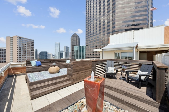 511 N Akard St Unit 1501, Dallas, TX 75201 - wooden terrace with a skyline view