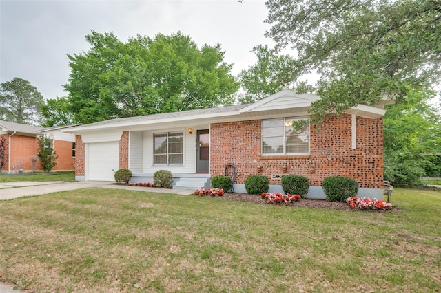 2018 Shawnee St, Denton, TX 76209 - single story home with brick siding, a garage, a front yard, and concrete driveway