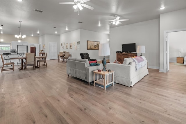 1461 Vz County Road 4607, Ben Wheeler, TX 75754 - living area with light wood finished floors, a ceiling fan, recessed lighting, and baseboards