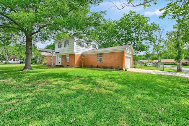 506 Melody Ln, Gainesville, TX 76240 - traditional-style home featuring brick siding, an attached garage, concrete driveway, and a front yard