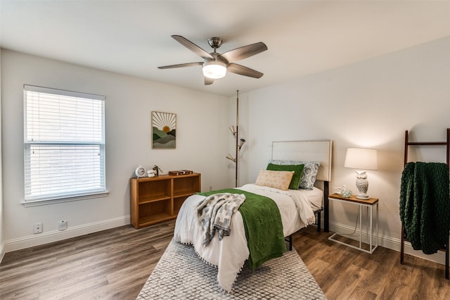 2120 Burnside Dr, Fort Worth, TX 76177 - bedroom with wood finished floors, baseboards, and ceiling fan