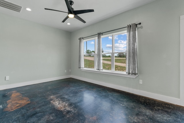 400 Round Up Ct, Stephenville, TX 76401 - unfurnished room with concrete floors, baseboards, ceiling fan, and recessed lighting