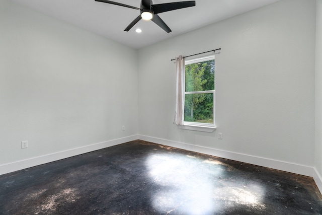 400 Round Up Ct, Stephenville, TX 76401 - unfurnished room with concrete flooring, ceiling fan, baseboards, and recessed lighting