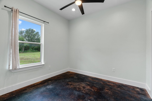 400 Round Up Ct, Stephenville, TX 76401 - empty room featuring unfinished concrete floors, baseboards, a ceiling fan, and recessed lighting