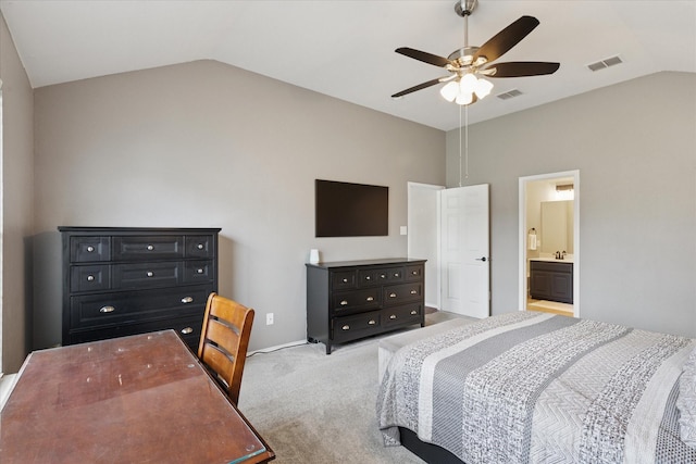 14065 Tanglebrush Trl, Fort Worth, TX 76052 - bedroom featuring lofted ceiling, light colored carpet, and ceiling fan