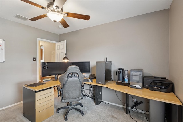 14065 Tanglebrush Trl, Fort Worth, TX 76052 - carpeted home office featuring baseboards and ceiling fan