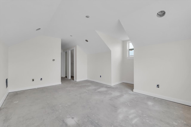 132 S Baese Rd, Elm Mott, TX 76640 - additional living space with unfinished concrete floors, vaulted ceiling, and baseboards