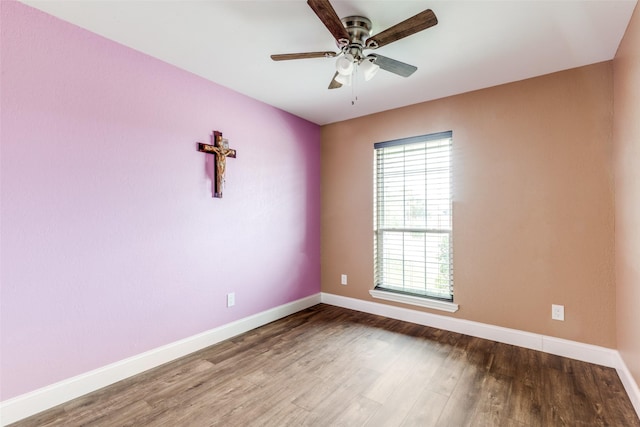 1740 Northview, Carrollton, TX 75007 - spare room featuring baseboards, a ceiling fan, and wood finished floors