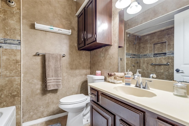 1740 Northview, Carrollton, TX 75007 - full bath with toilet, tile patterned floors, vanity, and baseboards
