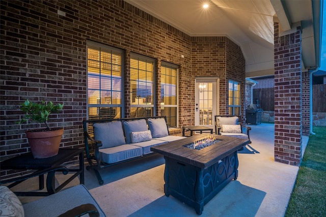 611 Southwestern Dr, Rockwall, TX 75087 - view of patio / terrace featuring grilling area and an outdoor living space with a fire pit