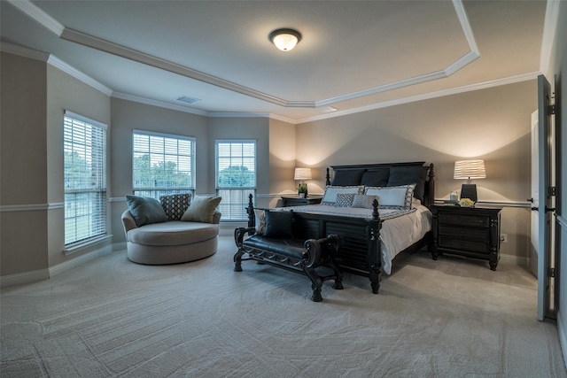 611 Southwestern Dr, Rockwall, TX 75087 - bedroom featuring carpet, ornamental molding, a tray ceiling, and baseboards