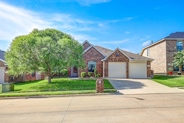 544 Bent Oak Dr, Fort Worth, TX 76131 - traditional-style home with a garage, concrete driveway, brick siding, and a front yard
