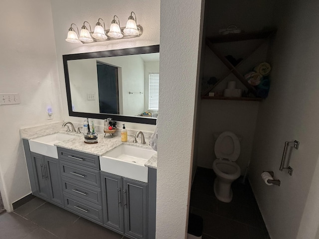 544 Bent Oak Dr, Fort Worth, TX 76131 - bathroom featuring tile patterned flooring, double vanity, and toilet