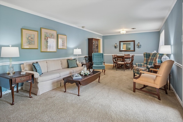 2827 Pritchett Dr, Irving, TX 75061 - carpeted living room with ornamental molding and baseboards