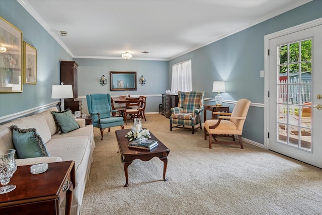 2827 Pritchett Dr, Irving, TX 75061 - living area with crown molding, carpet floors, and baseboards