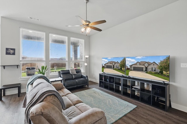 4121 Crossroads Ct, Oak Point, TX 75068 - living room with a ceiling fan and wood finished floors